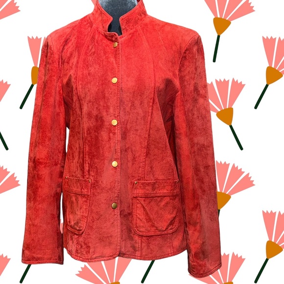 david brooks Jackets & Blazers - David Brooks 100% pig suede blazer jacket gold tone snap buttons tailored fit